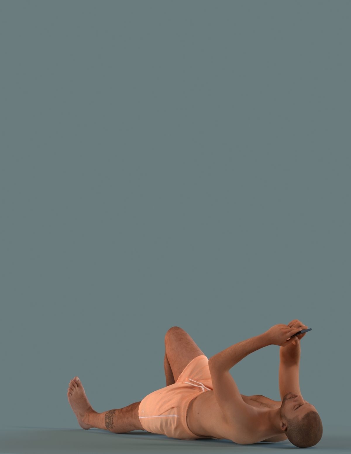 Set of 3D m en at the beach - pool - spa 3D model_4