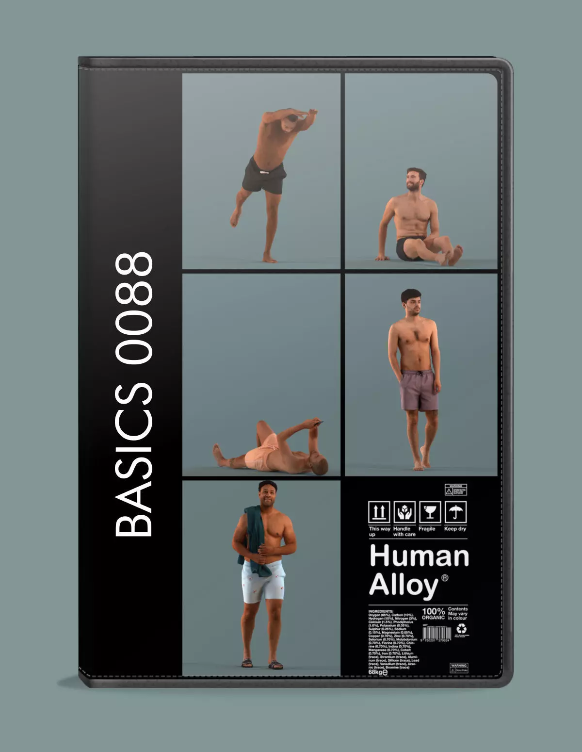 Set of 3D m en at the beach - pool - spa 3D model_0