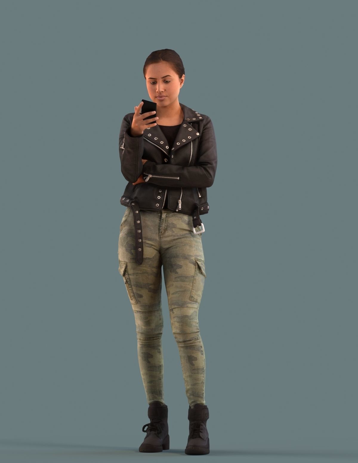 Set of 3D women on the phone 3D model_2