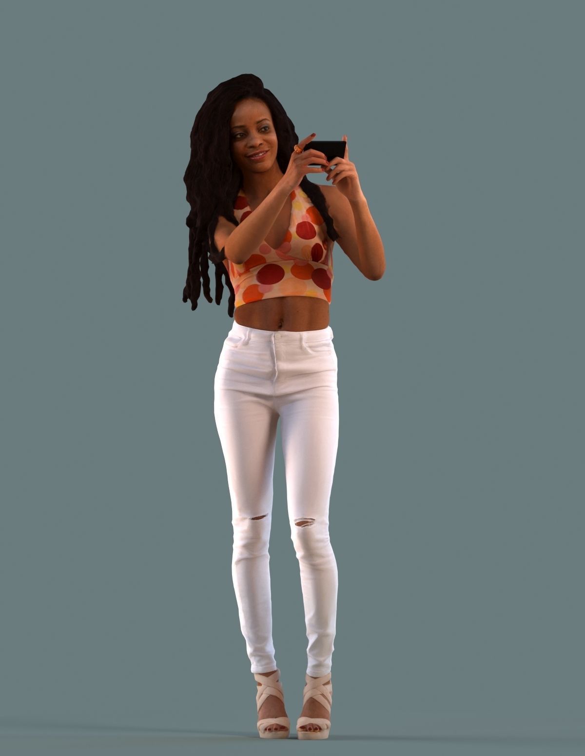 Set of 3D women on the phone 3D model_6