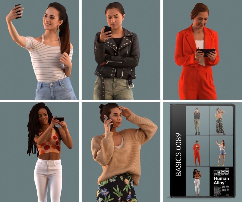 Set of 3D women on the phone 3D model_1