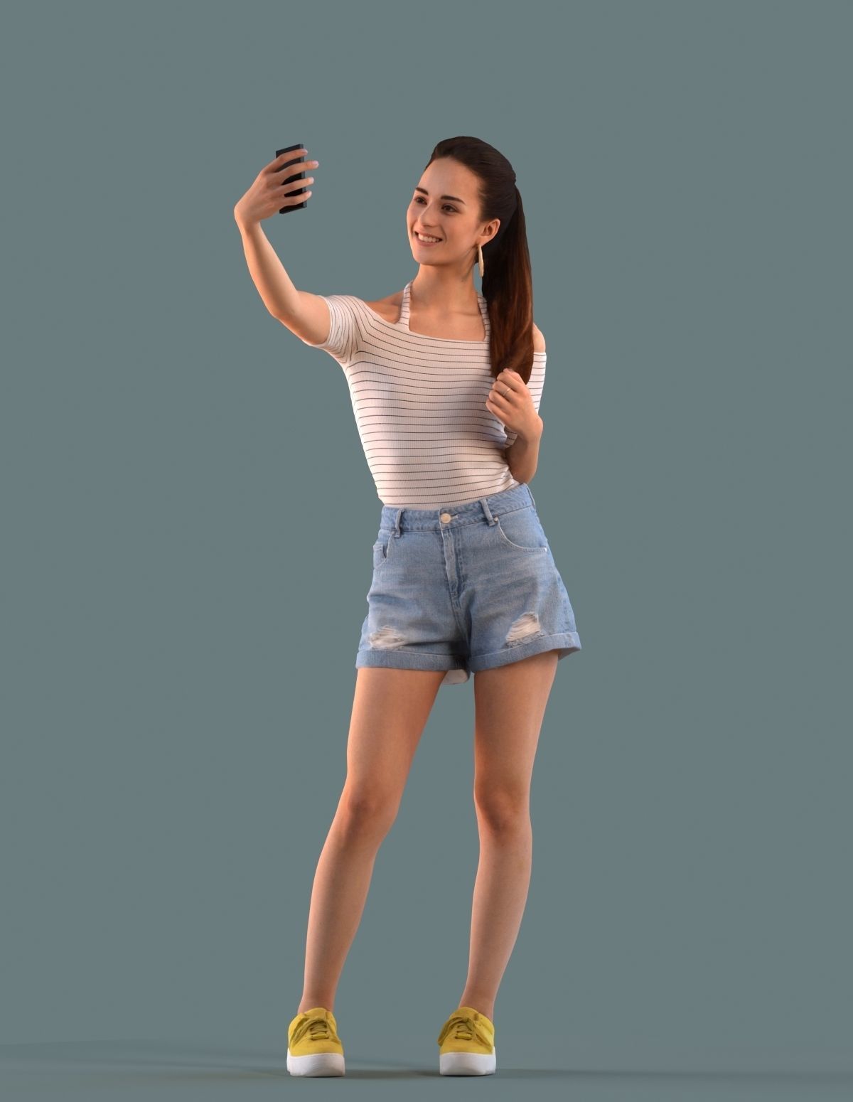 Set of 3D women on the phone 3D model_5
