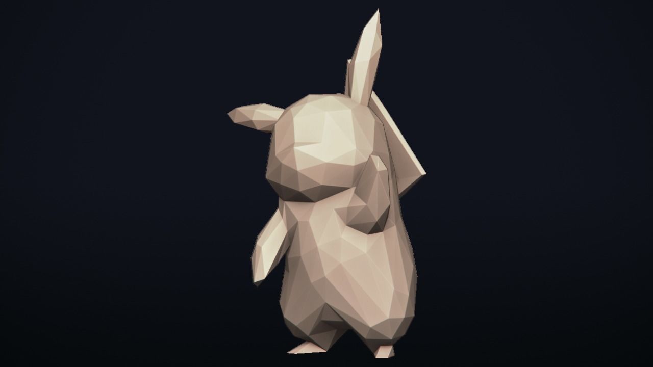 Pikachu origami pokemon 3D print model_7