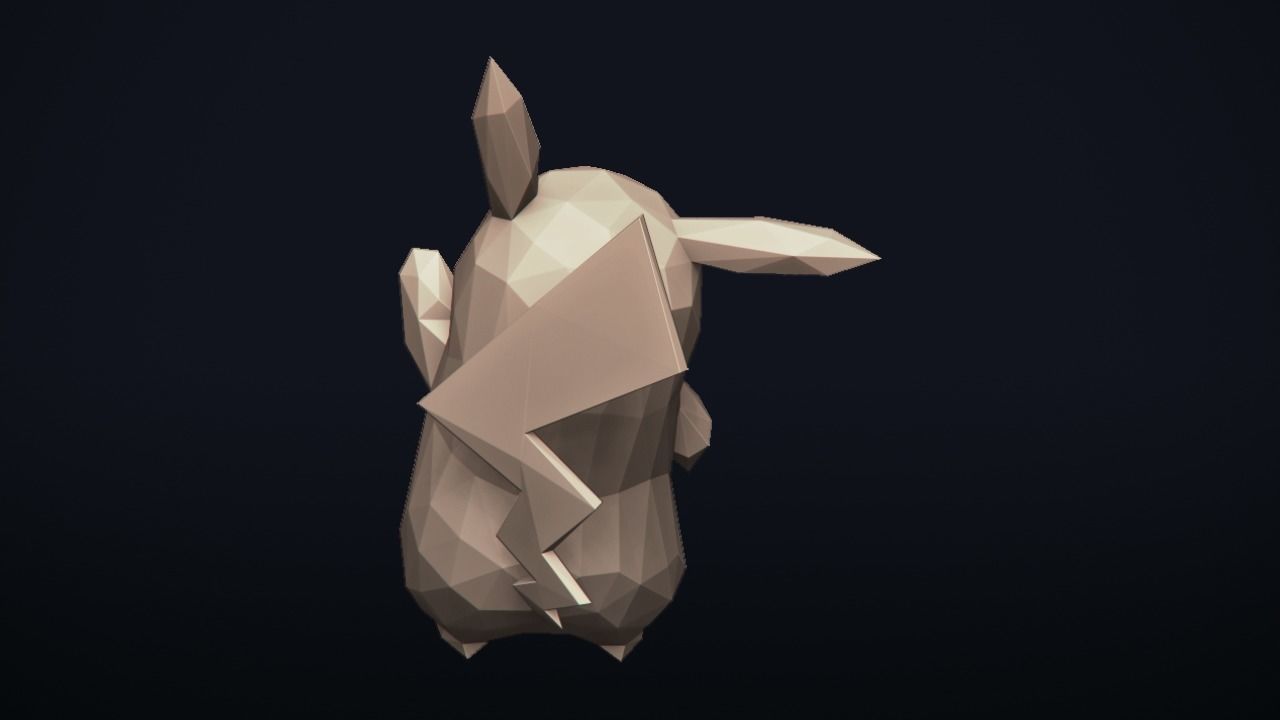 Pikachu origami pokemon 3D print model_10