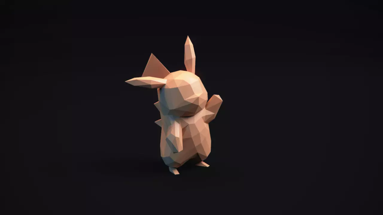 Pikachu origami pokemon 3D print model_0