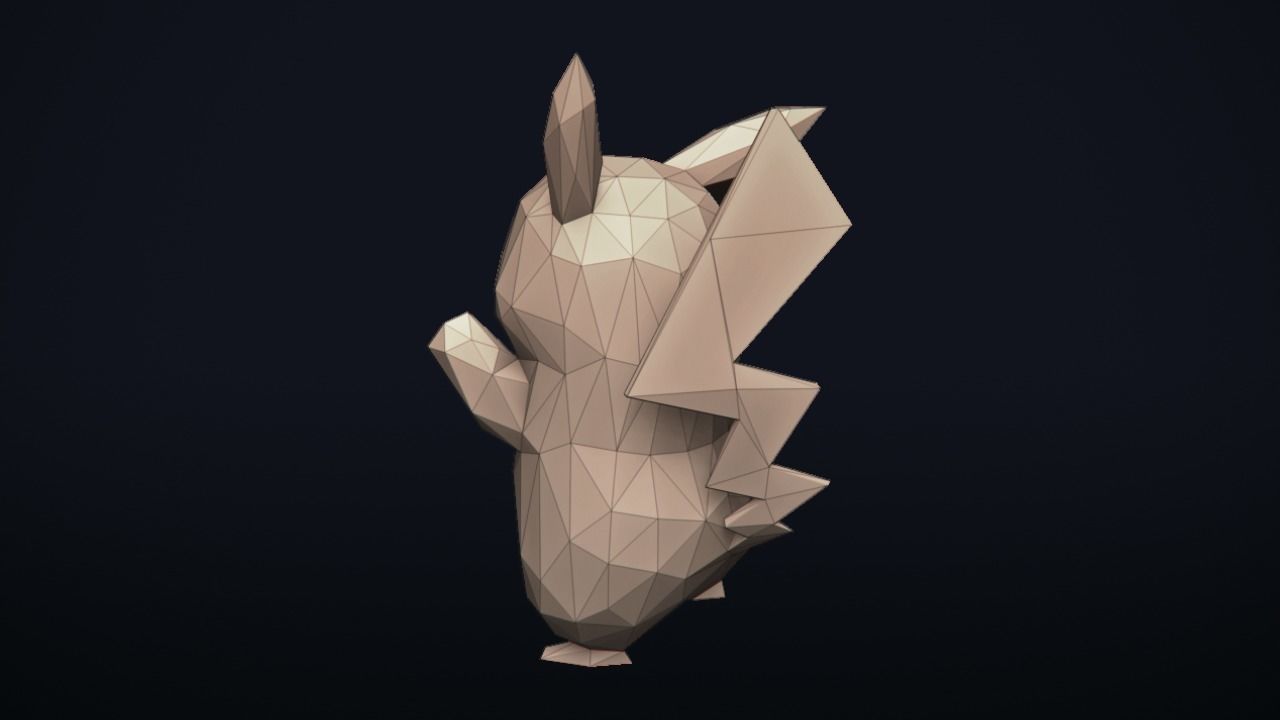 Pikachu origami pokemon 3D print model_17
