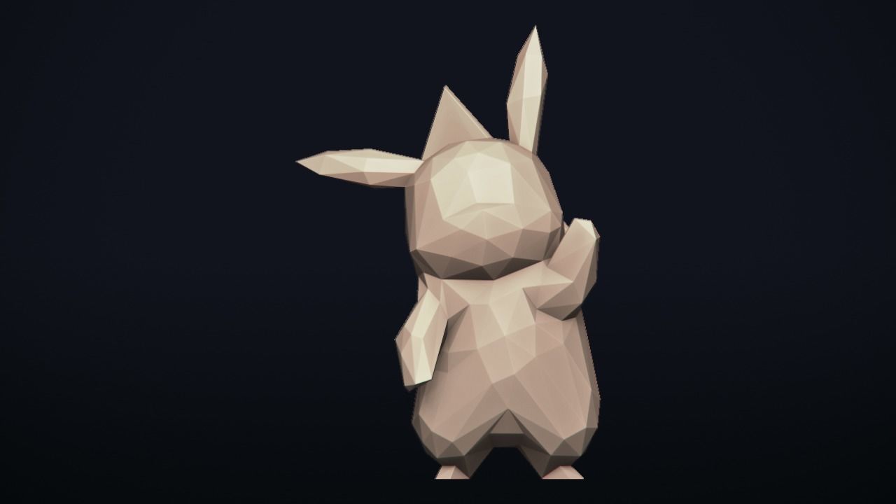 Pikachu origami pokemon 3D print model_1