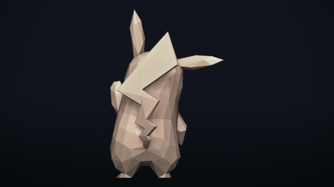Pikachu origami pokemon 3D print model_3