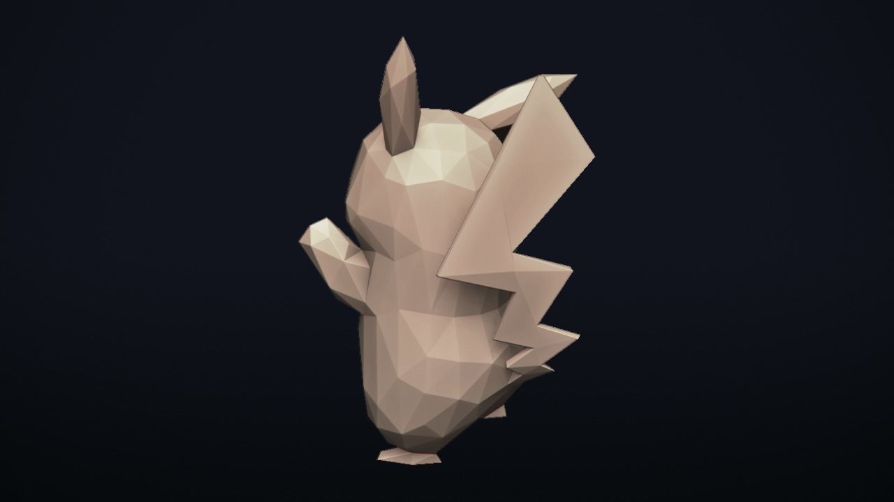 Pikachu origami pokemon 3D print model_9