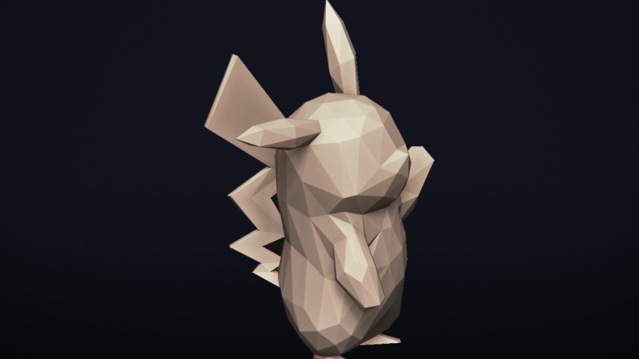 Pikachu origami pokemon 3D print model_12