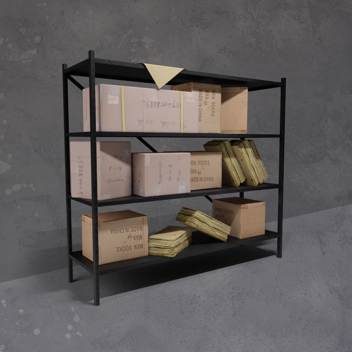 Shelf shelving box and boxes for storage warehouse environments Low-poly 3D model_3