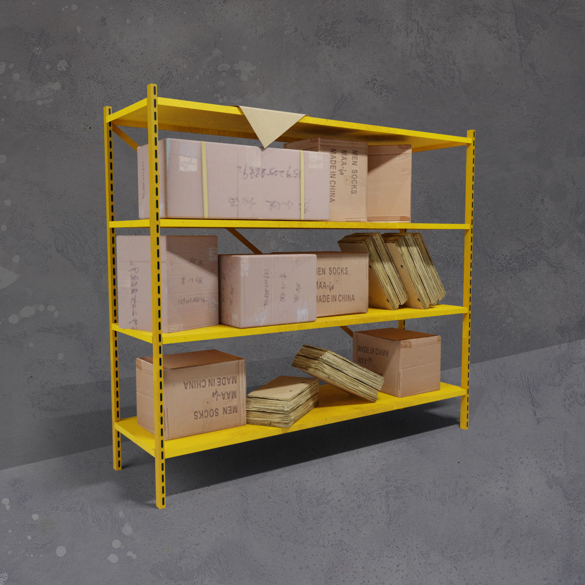 Shelf shelving box and boxes for storage warehouse environments Low-poly 3D model_6