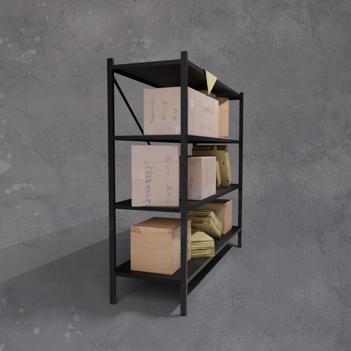 Shelf shelving box and boxes for storage warehouse environments Low-poly 3D model_5