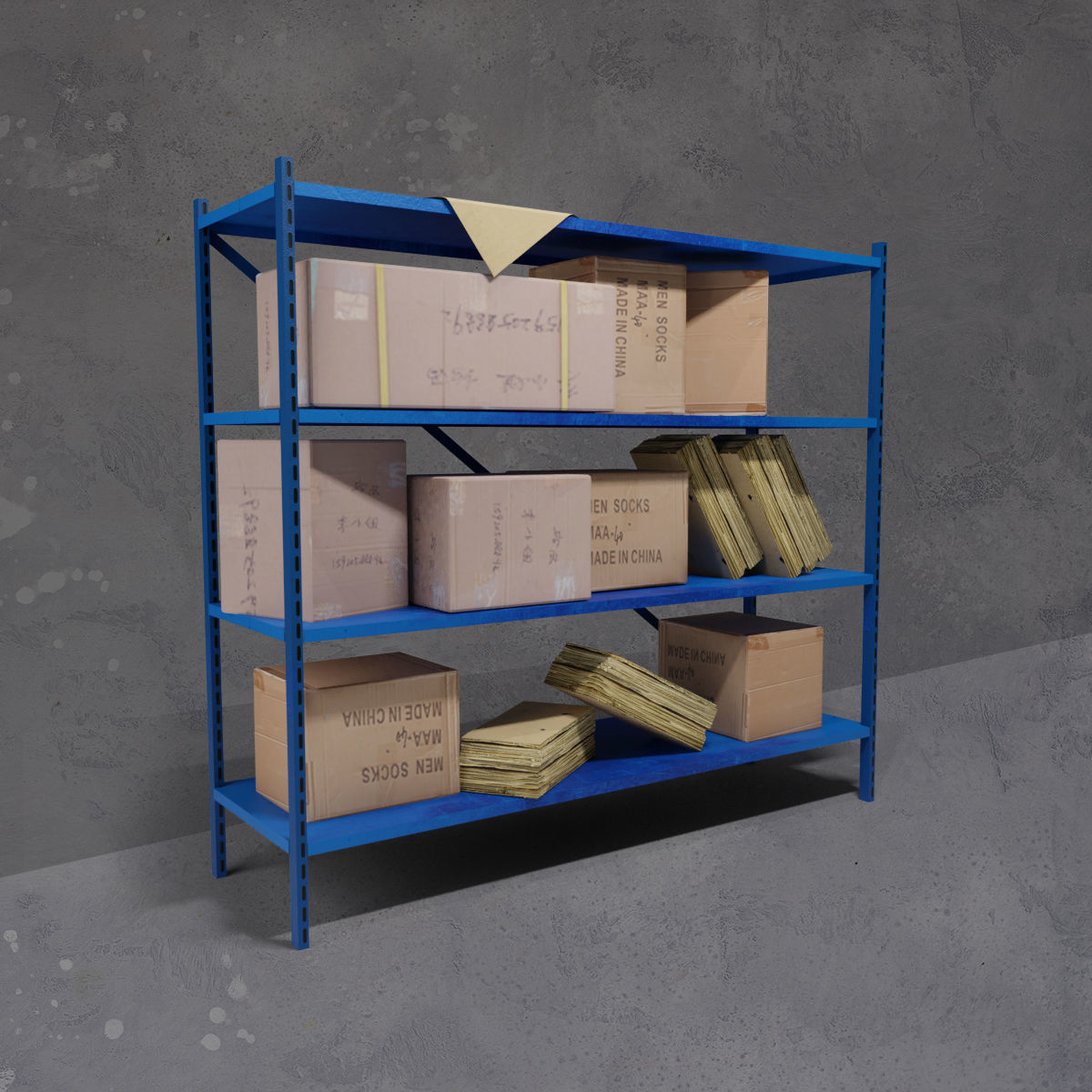 Shelf shelving box and boxes for storage warehouse environments Low-poly 3D model_9