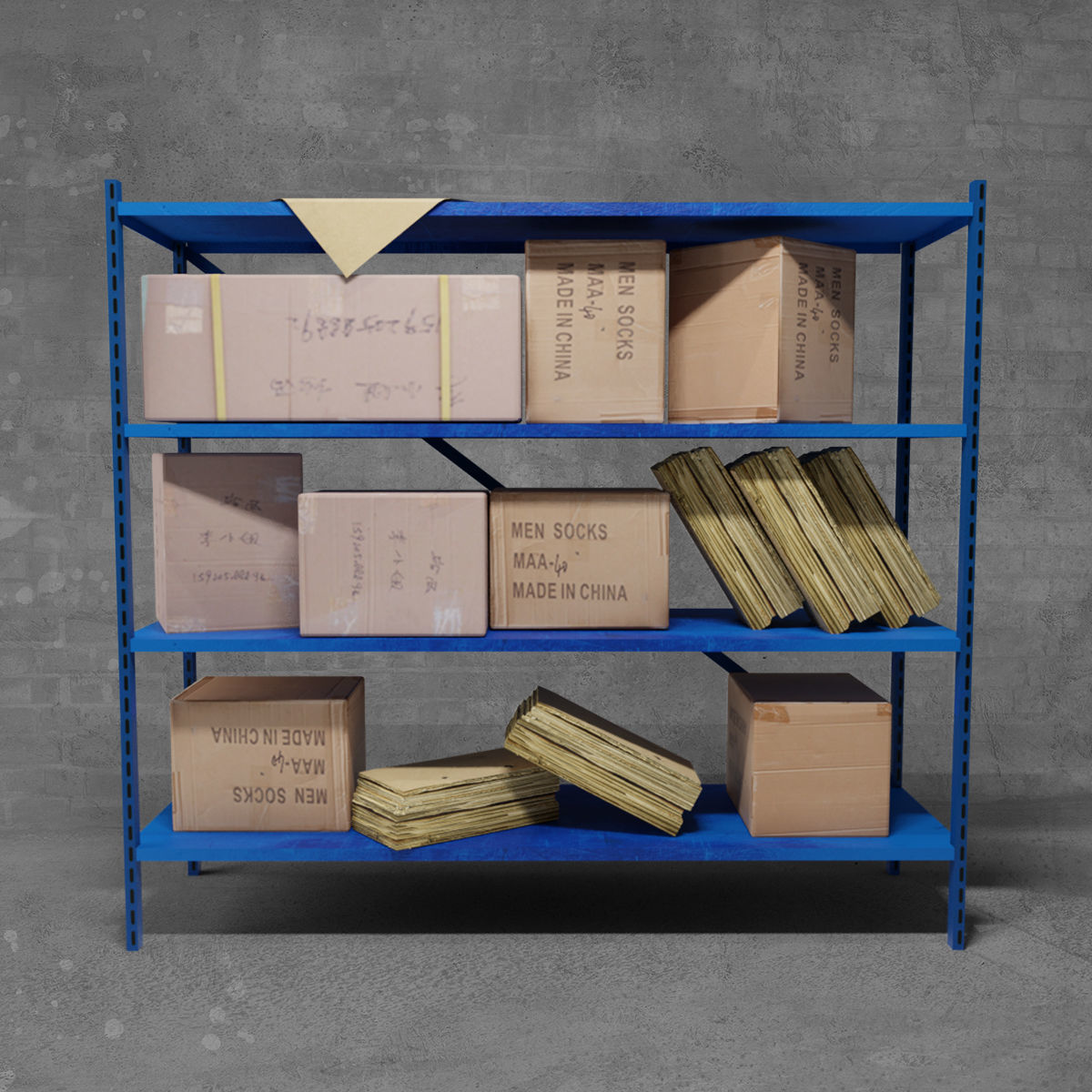 Shelf shelving box and boxes for storage warehouse environments Low-poly 3D model_8