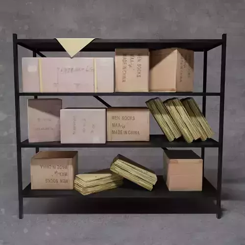 Shelf shelving box and boxes for storage warehouse environments Low-poly 3D model
