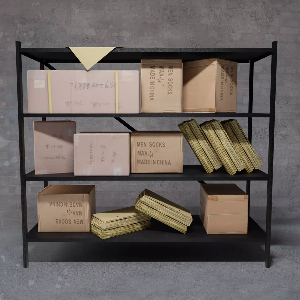 Shelf shelving box and boxes for storage warehouse environments Low-poly 3D model_0