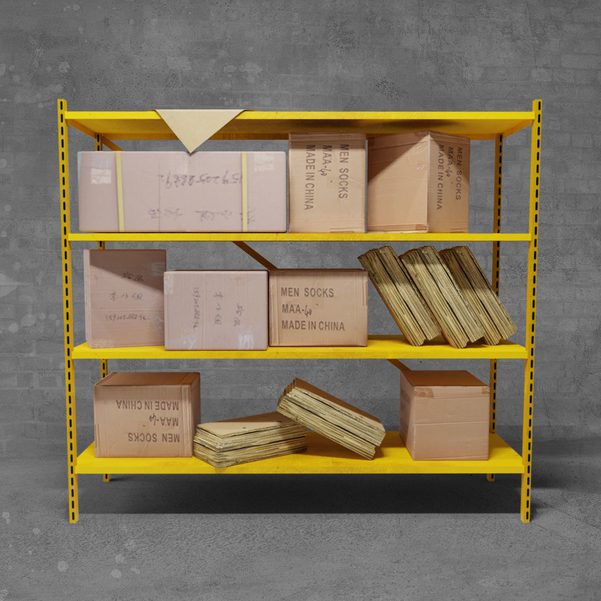Shelf shelving box and boxes for storage warehouse environments Low-poly 3D model_7