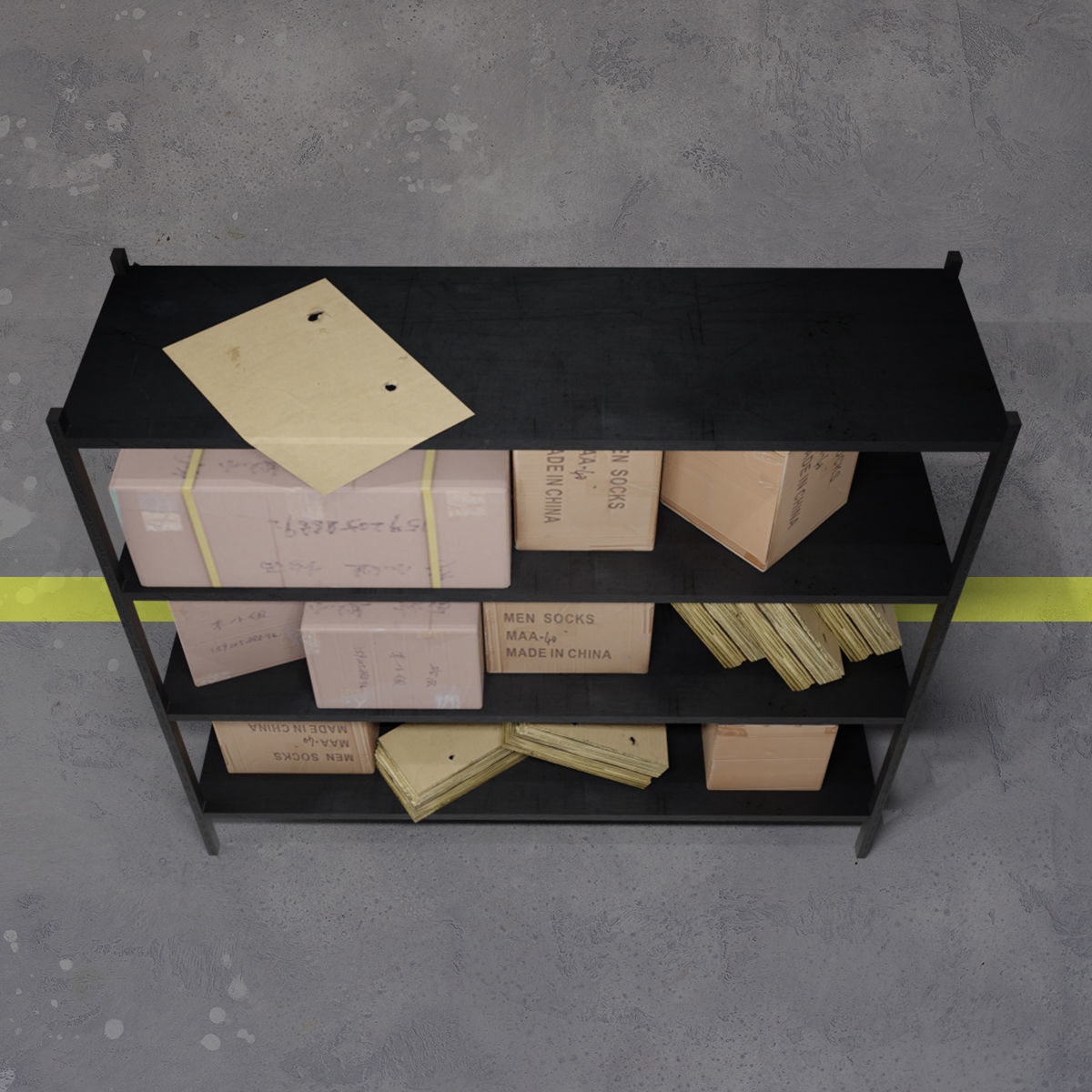 Shelf shelving box and boxes for storage warehouse environments Low-poly 3D model_4