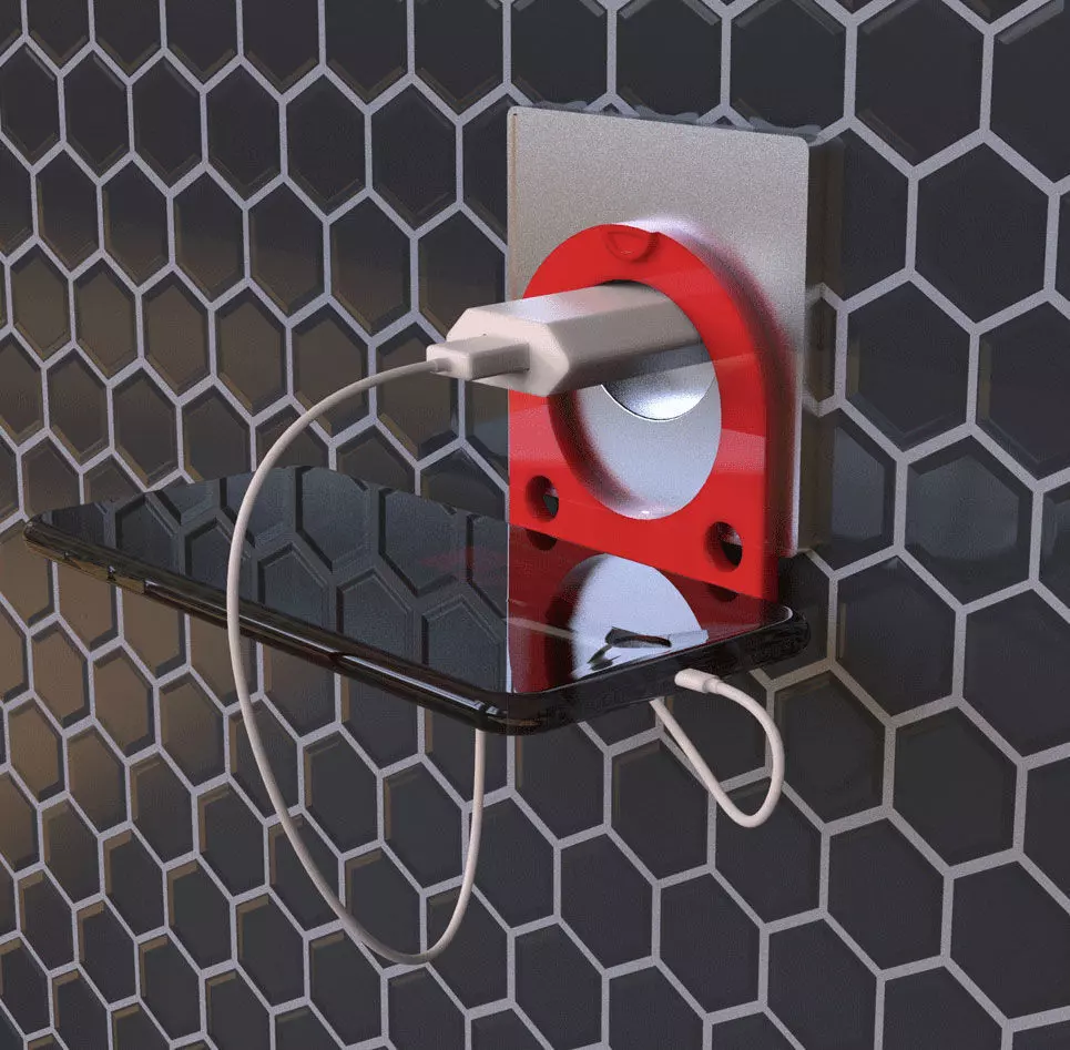 Folding iphone charger holder for plug 3D print model_0