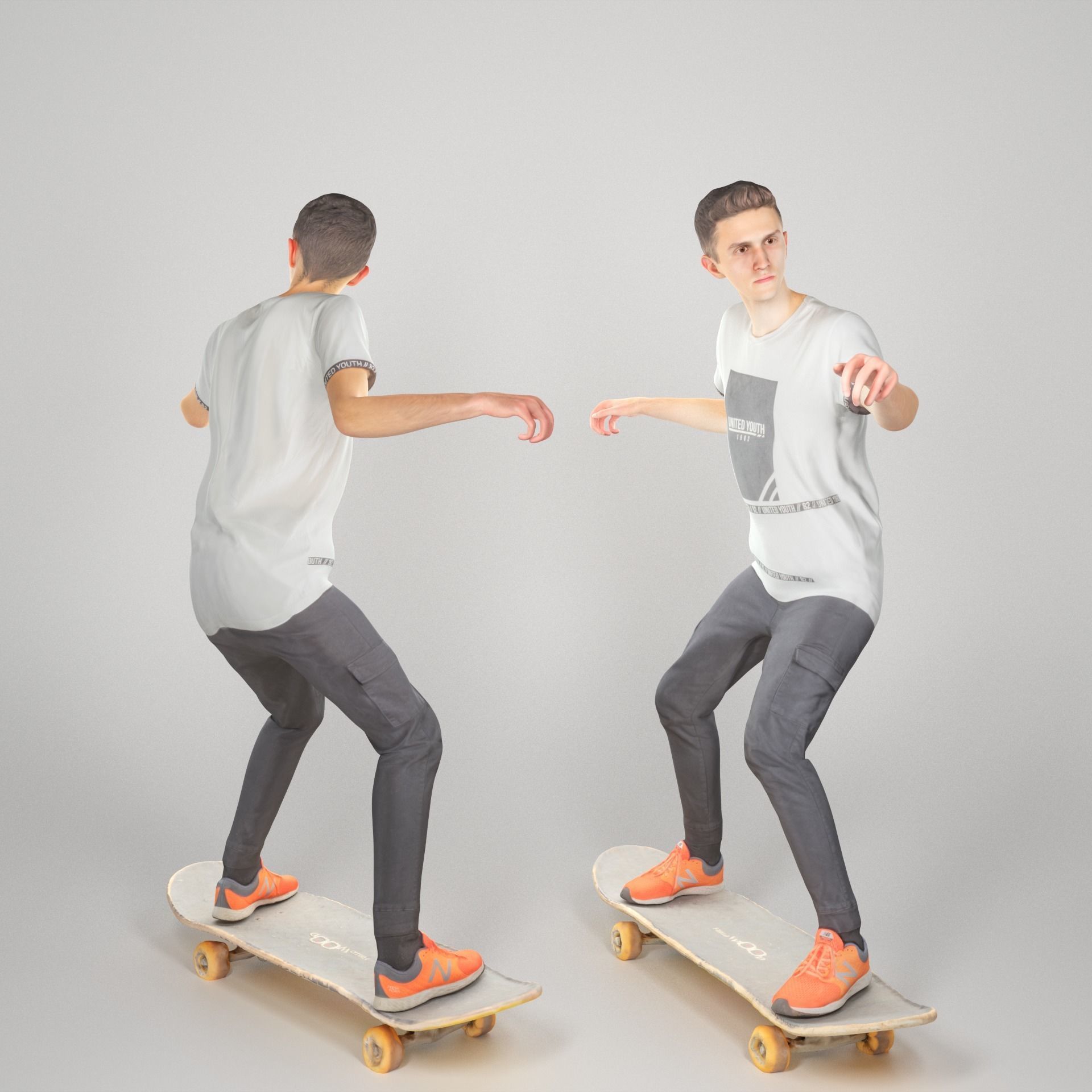Animated man riding on a skateboard 35 Low-poly 3D model_3