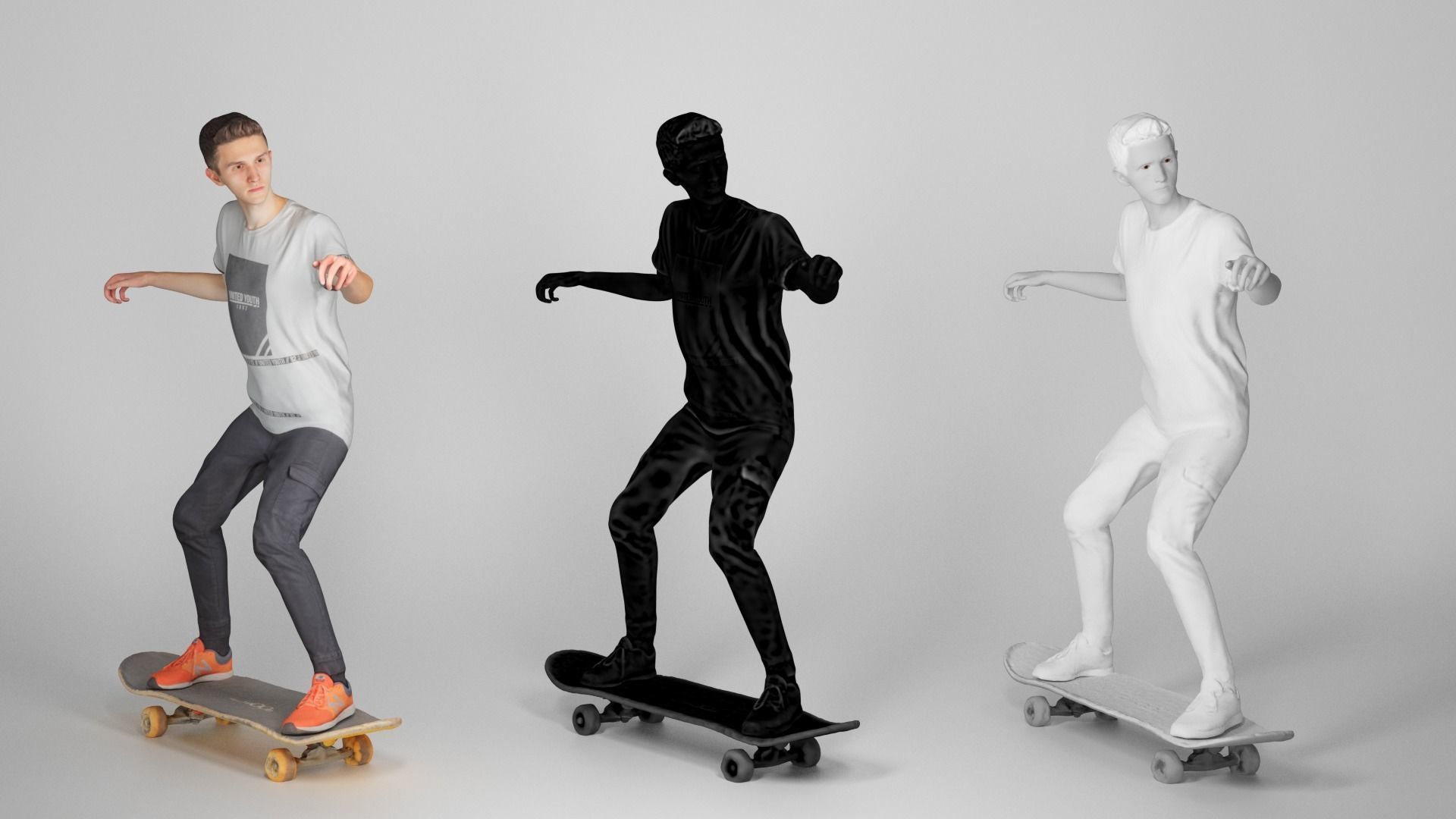 Animated man riding on a skateboard 35 Low-poly 3D model_5
