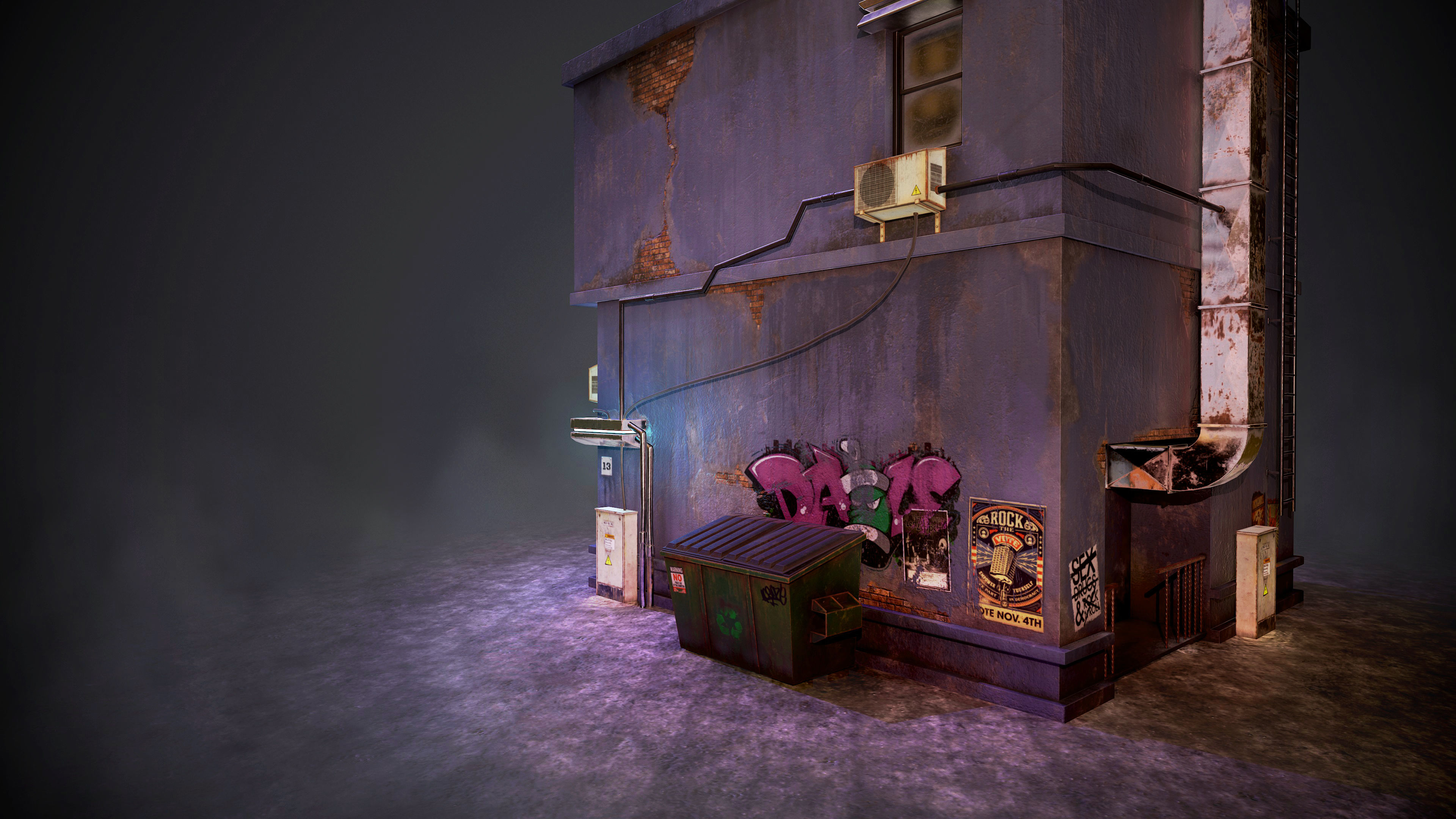 Urban House Low-poly 3D model_6