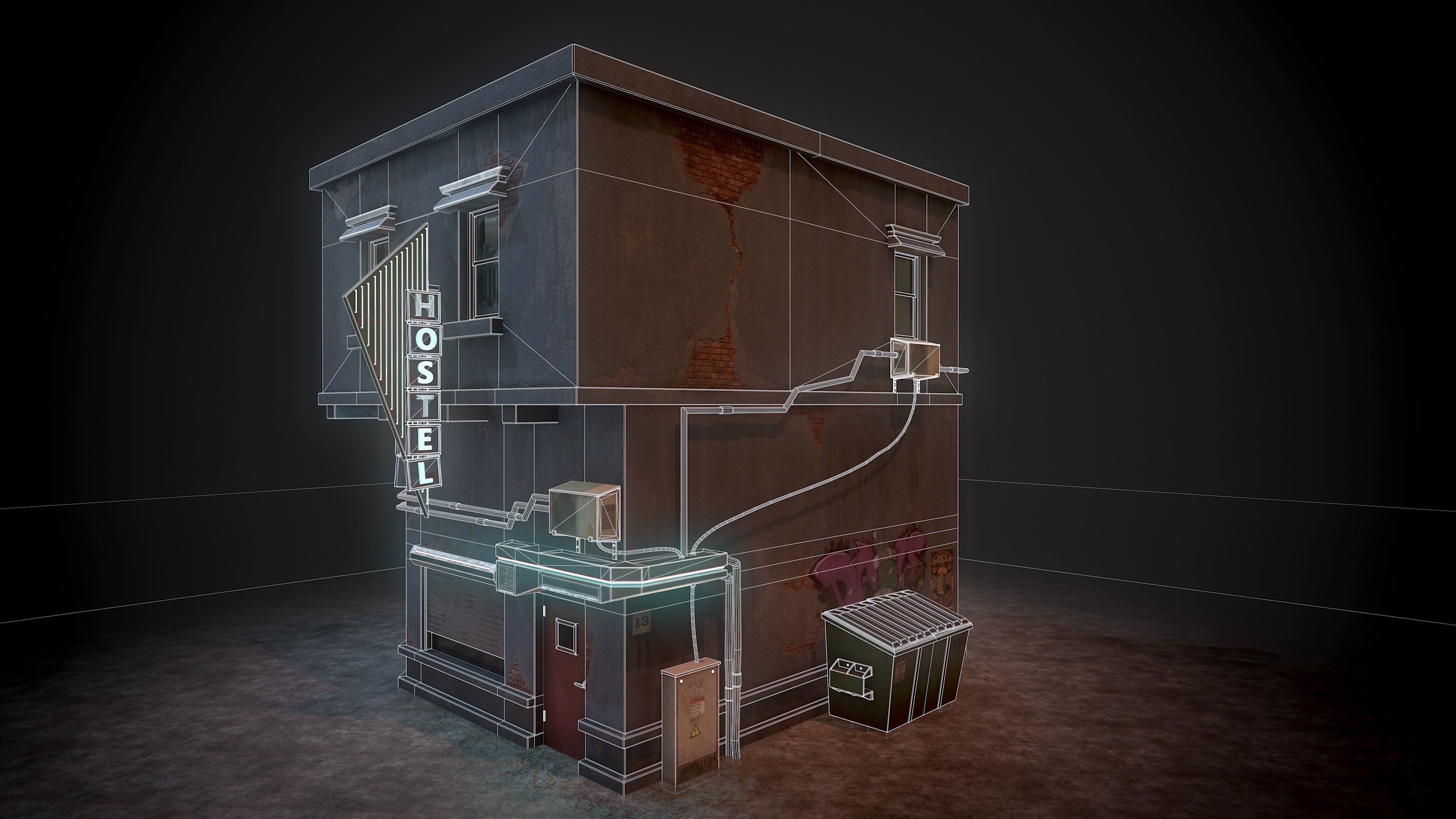 Urban House Low-poly 3D model_7