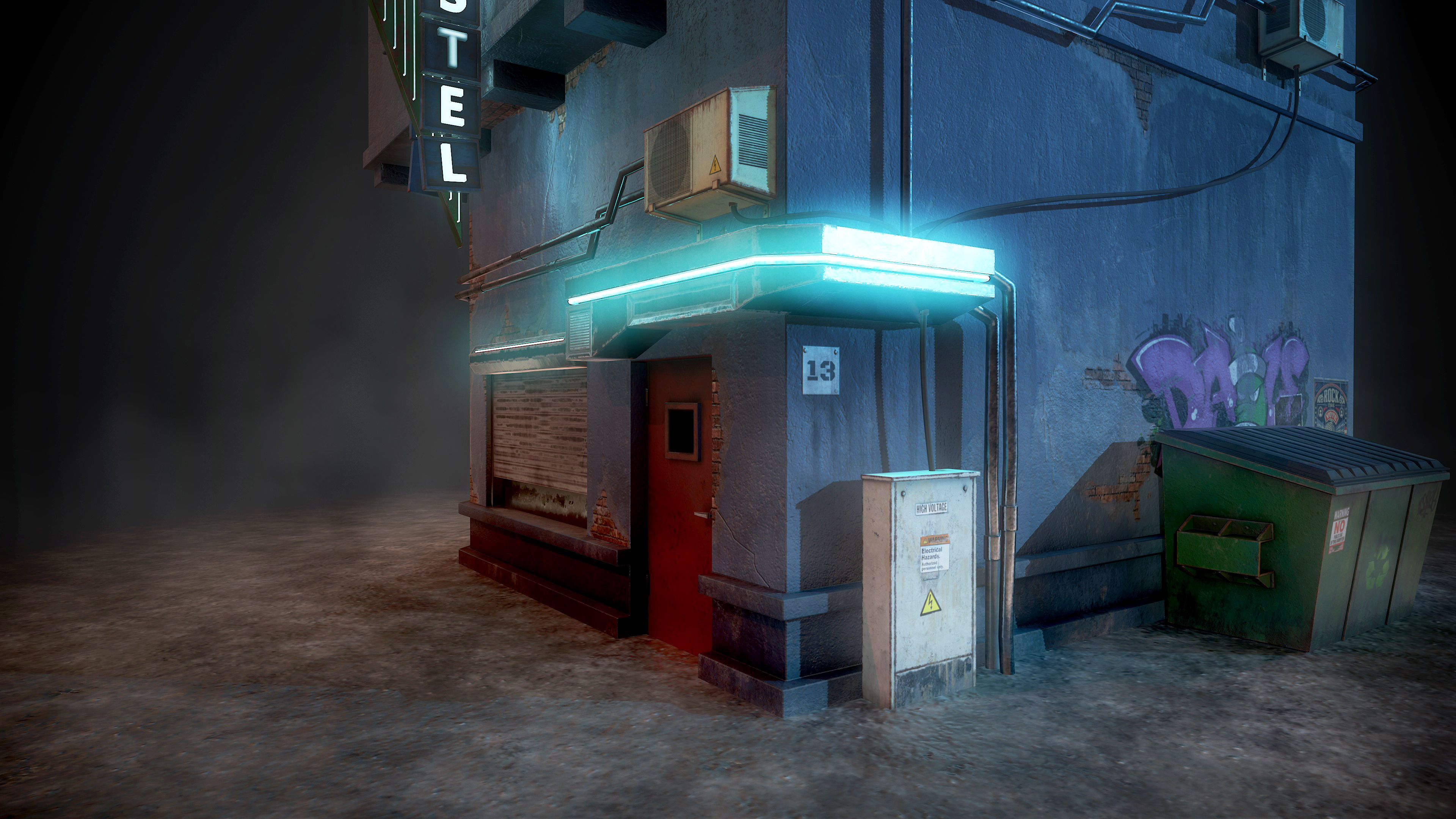 Urban House Low-poly 3D model_5