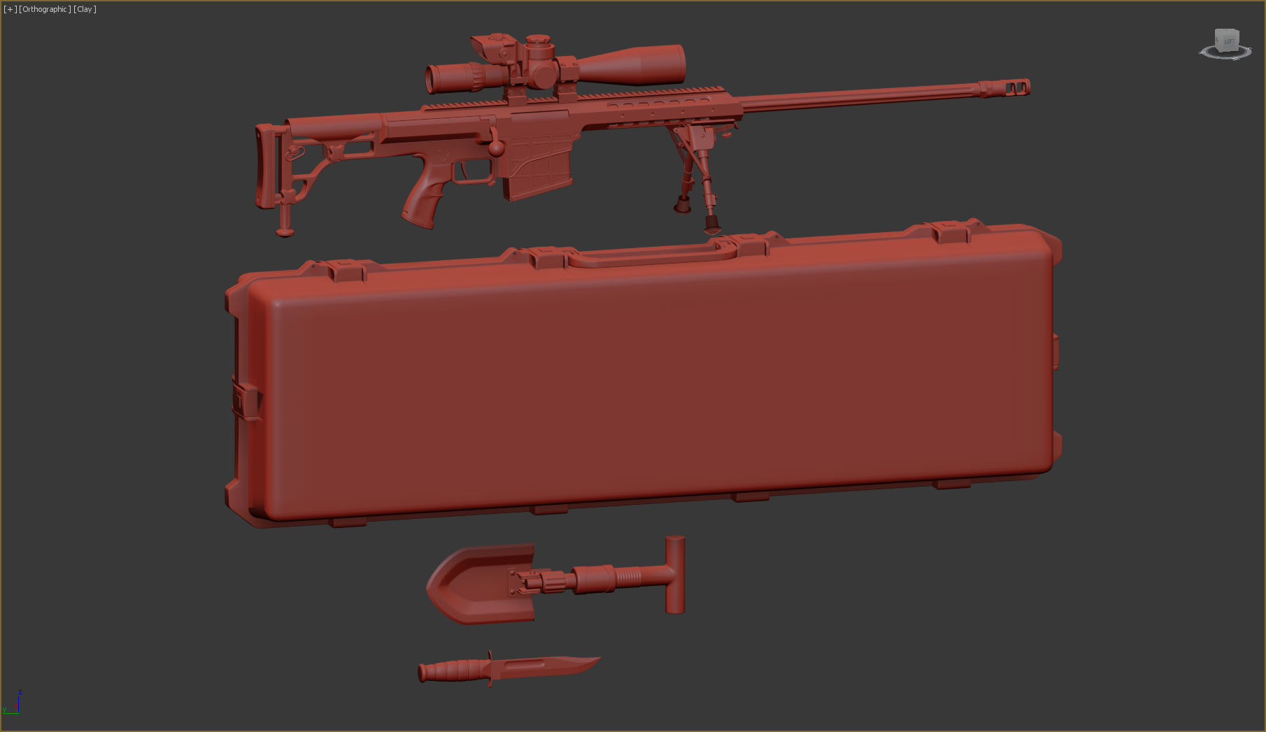 Sniper Set rifle case 3D model_15