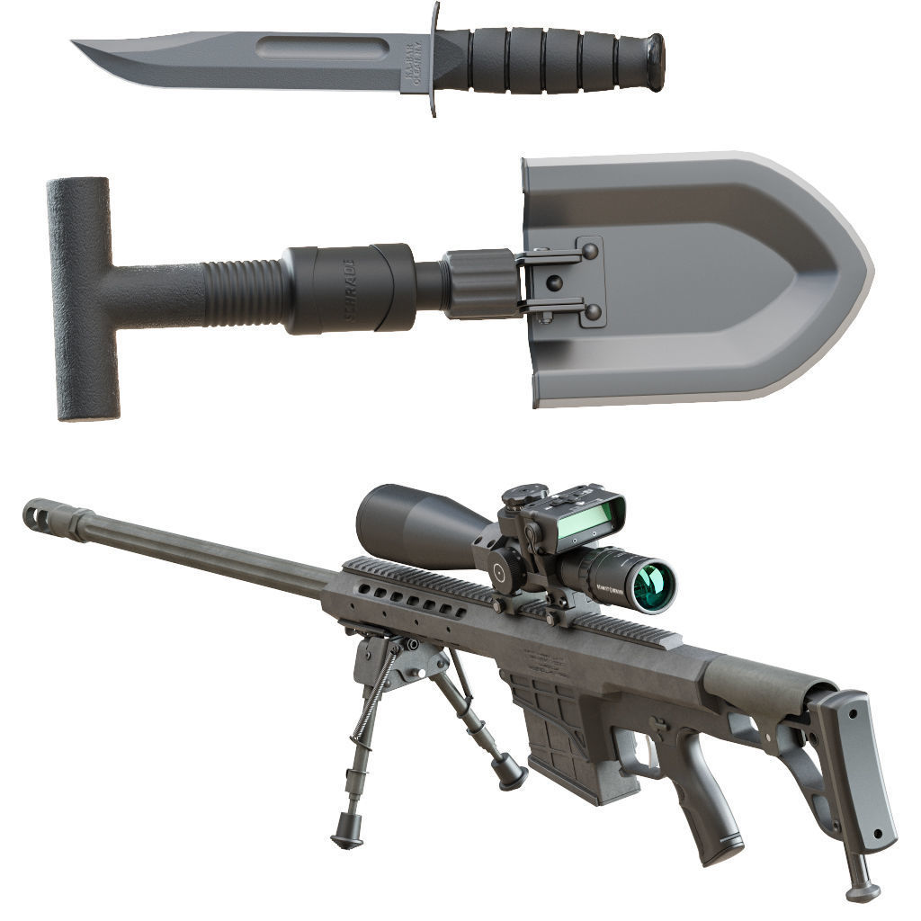 Sniper Set rifle case 3D model_2