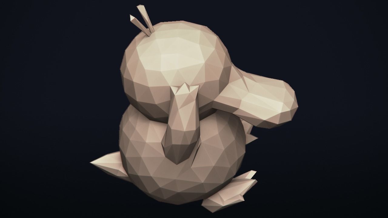 Psyduck - Stylized Pokemon LowPoly Art - 3D print model_12