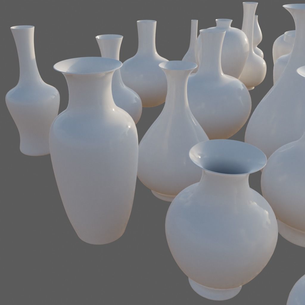 Chinese Classic Sytle Pocelain Vases Collection - 28 models 3D model_2