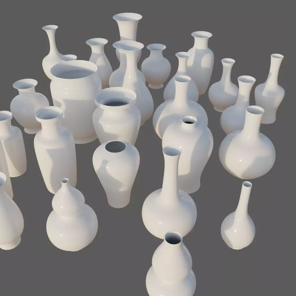 Chinese Classic Sytle Pocelain Vases Collection - 28 models 3D model_0