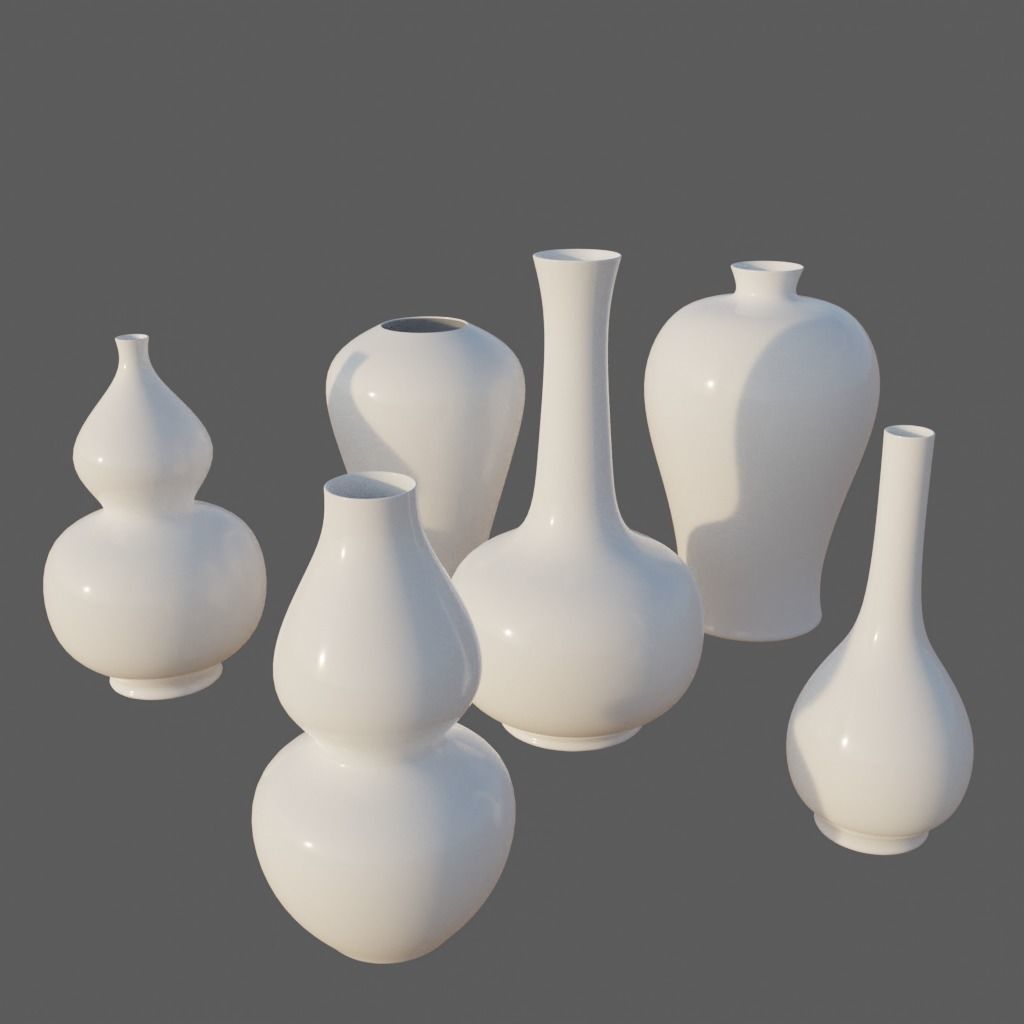 Chinese Classic Sytle Pocelain Vases Collection - 28 models 3D model_4