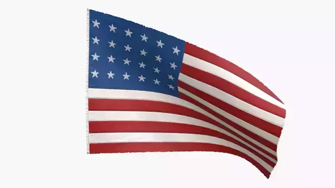 The Old Glory Flag 1822 Low-poly 3D model