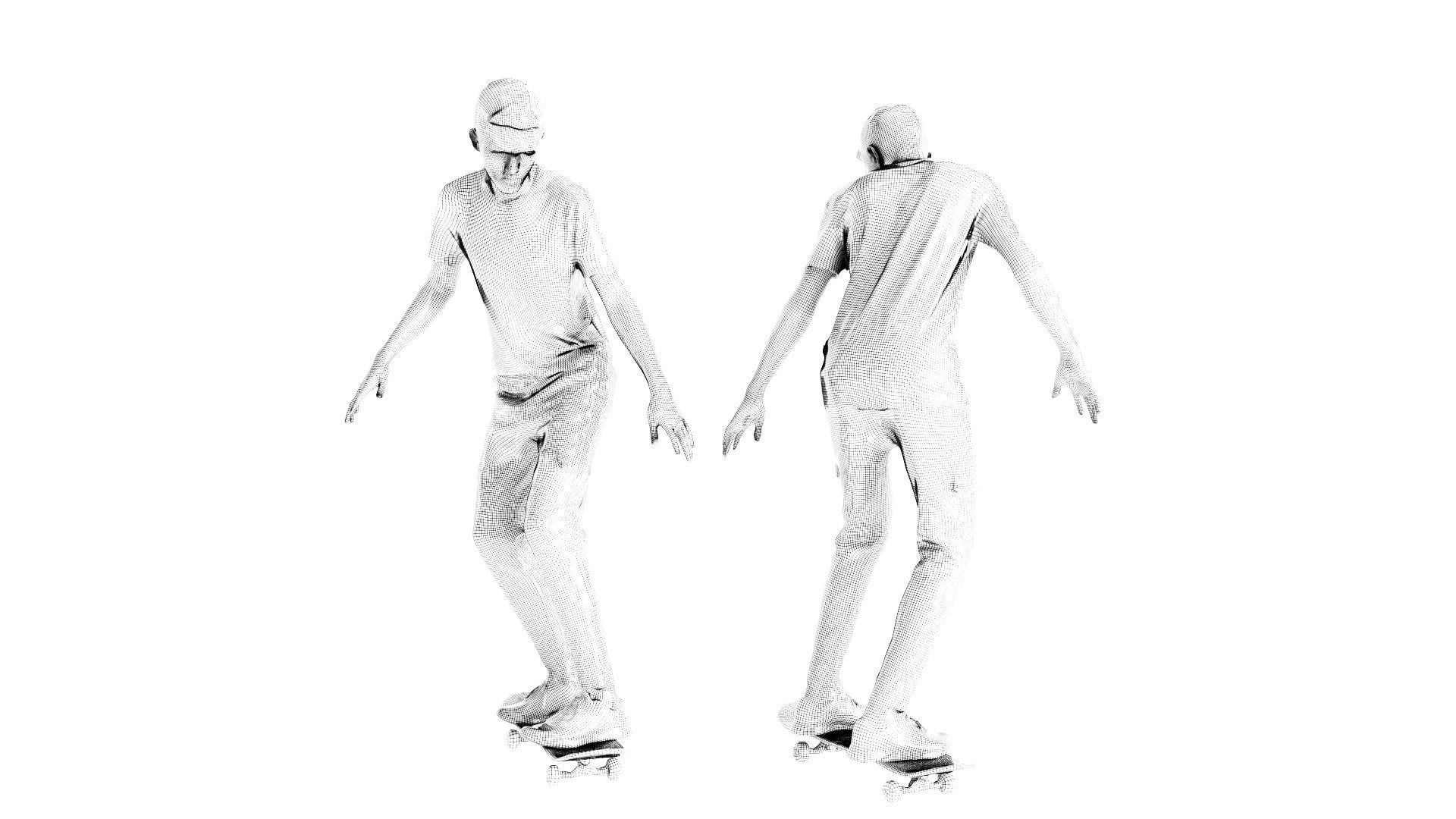 Young man on a skate 36 Low-poly 3D model_4