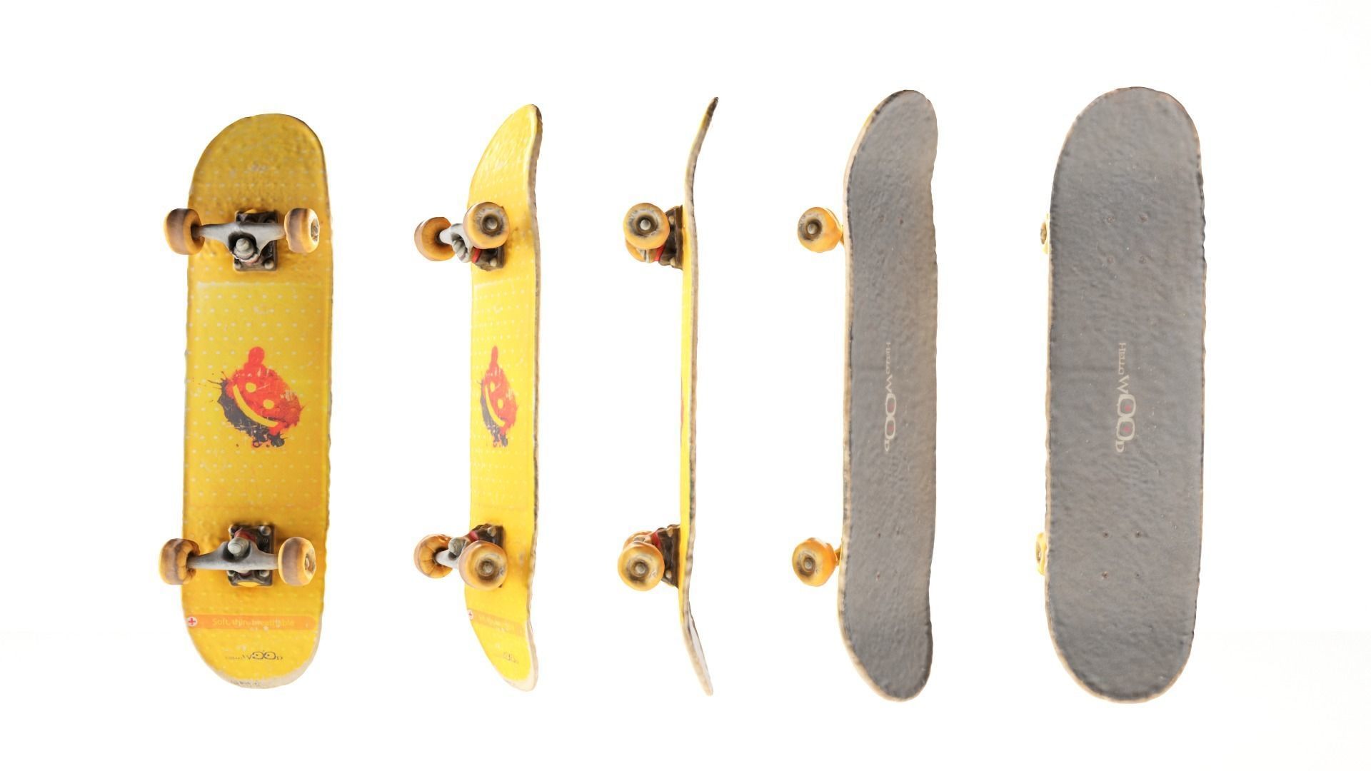 Young man on a skate 36 Low-poly 3D model_13