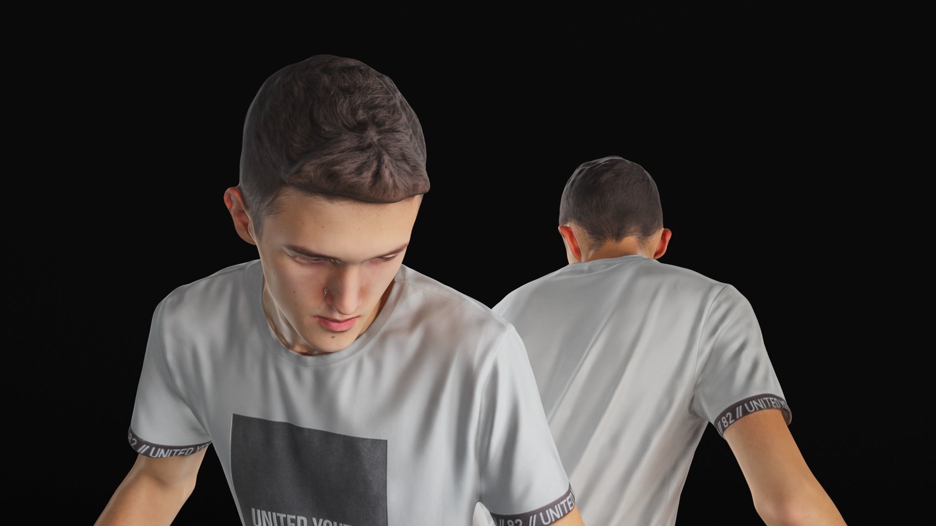 Young man on a skate 36 Low-poly 3D model_3