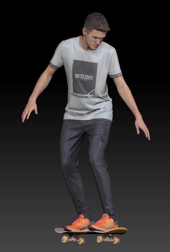 Young man on a skate 36 Low-poly 3D model_8