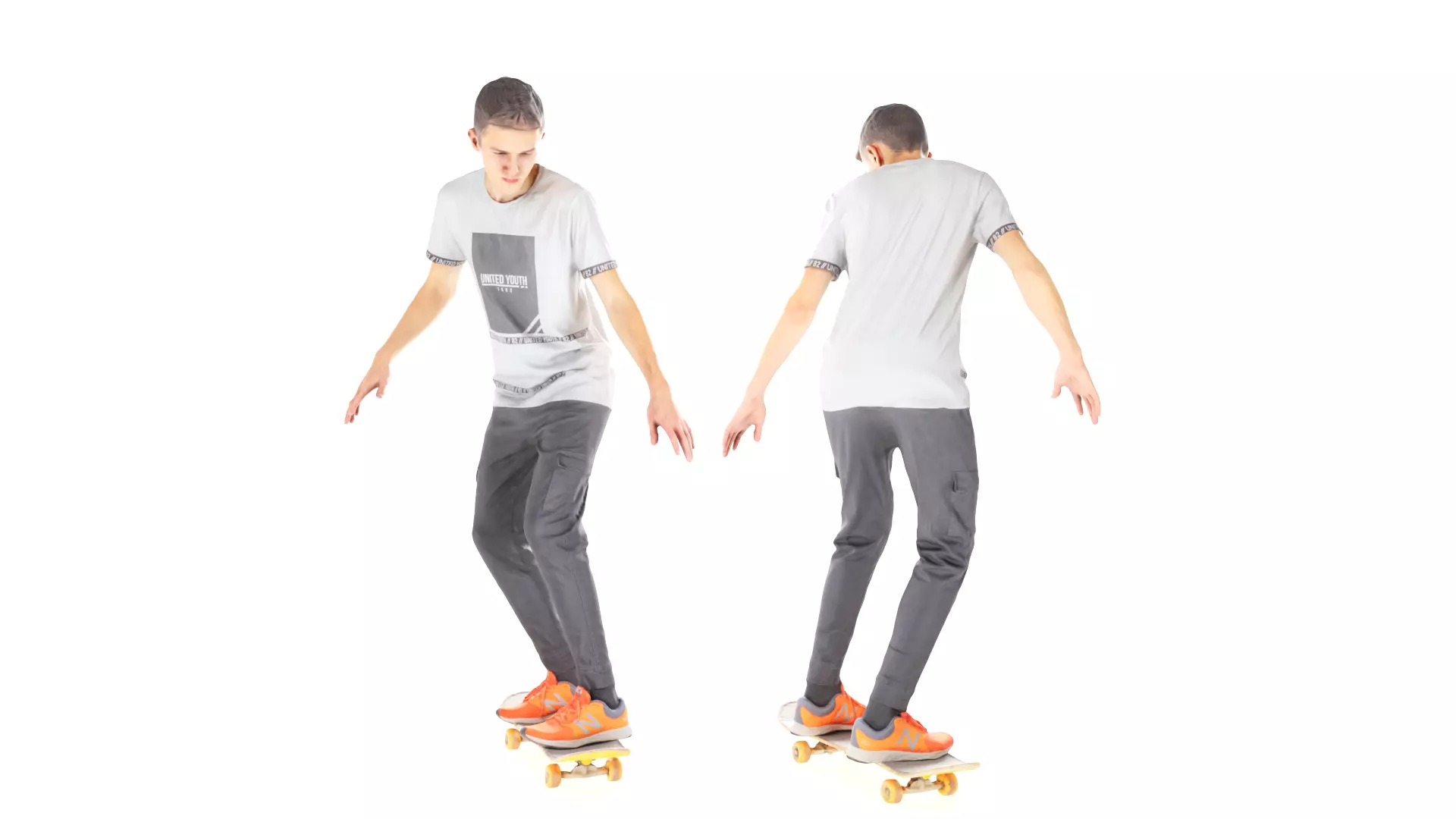 Young man on a skate 36 Low-poly 3D model_0