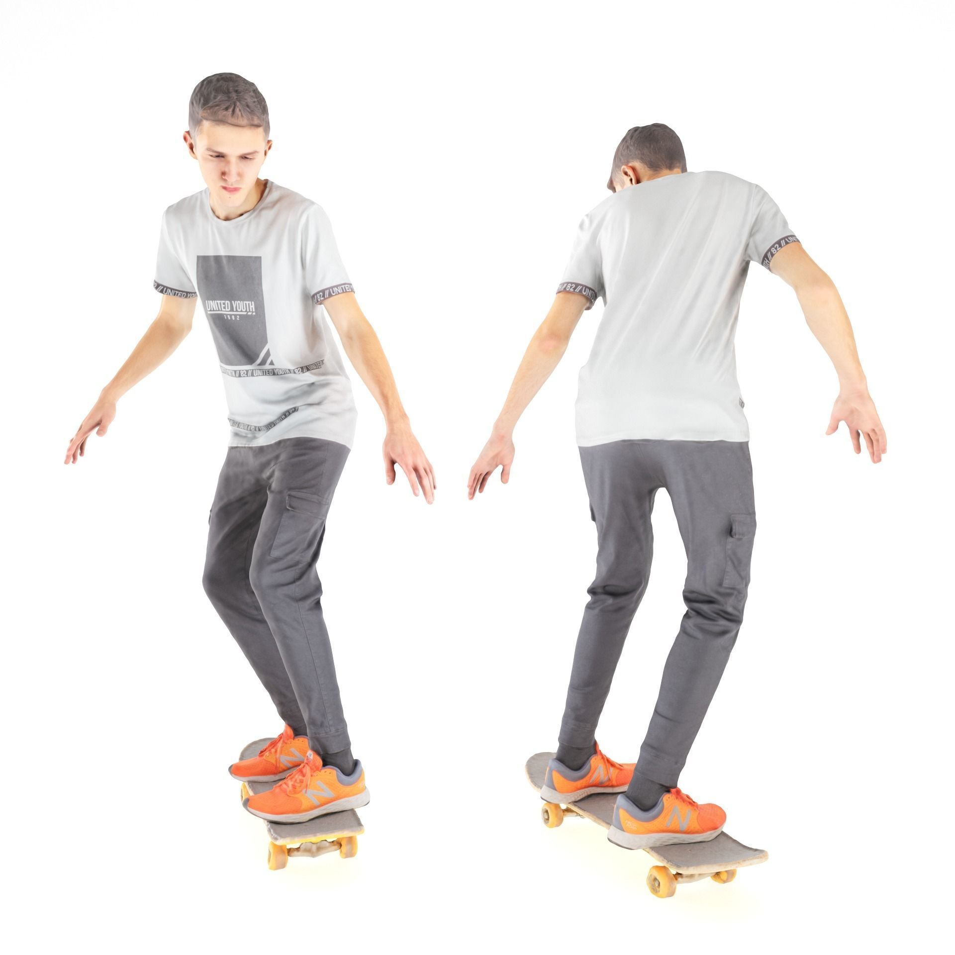 Young man on a skate 36 Low-poly 3D model_10