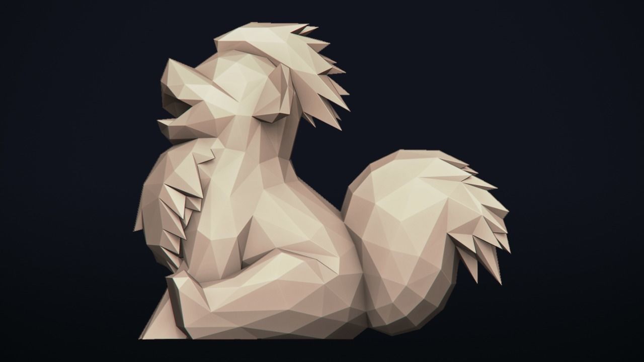 Growlithe -  - Stylized Pokemon LowPoly Art - 3D print model_2