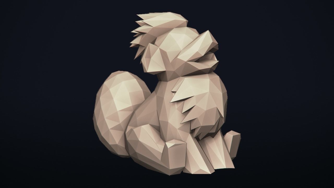 Growlithe -  - Stylized Pokemon LowPoly Art - 3D print model_13