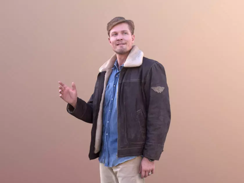 Andrew 10592 - Standing Casual Man Low-poly 3D model_0