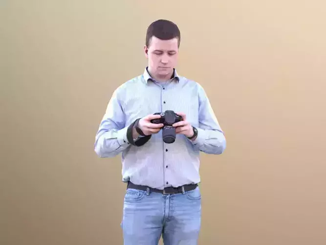 Fabian 10590 - Standing Photographing Man Low-poly 3D model