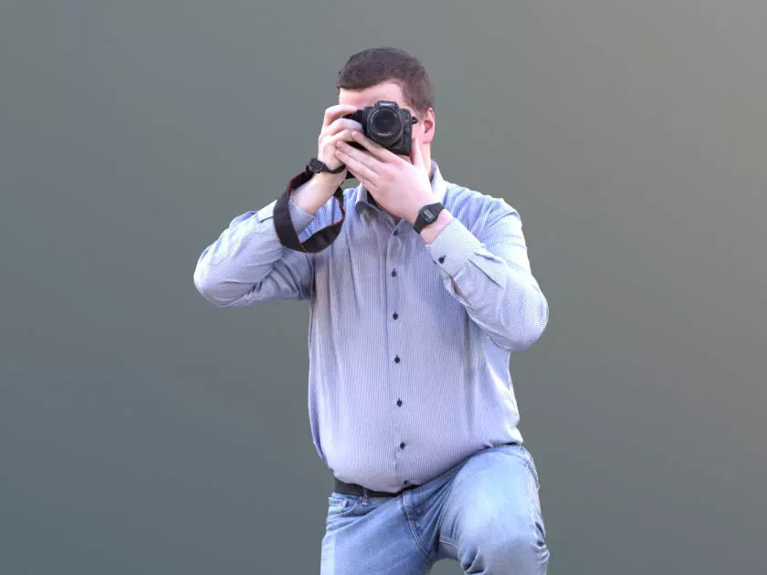 Fabian 10589 - Photographing Casual Man  Low-poly 3D model_0