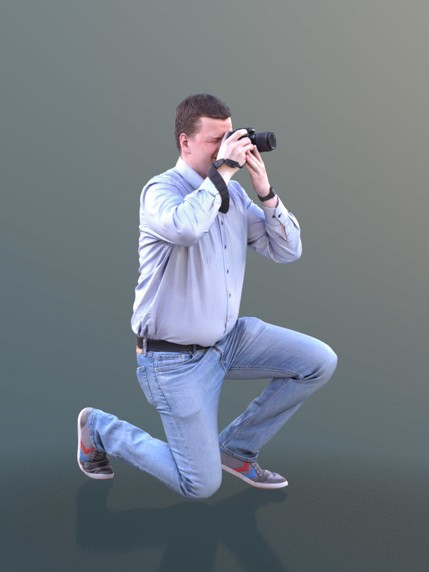 Fabian 10589 - Photographing Casual Man  Low-poly 3D model_2