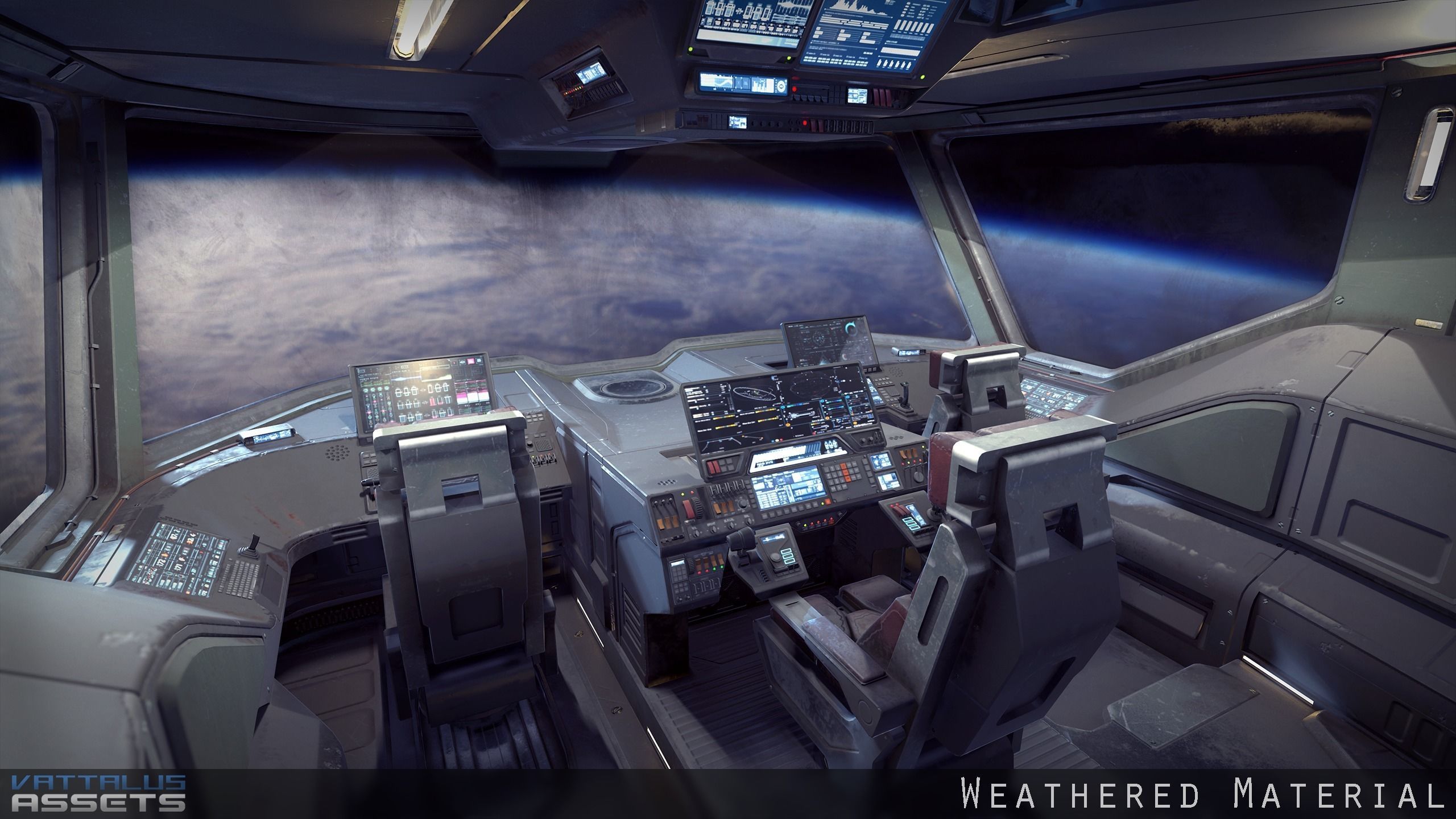 Sci Fi Fighter Cockpit Bridge 6 Low-poly 3D model_5