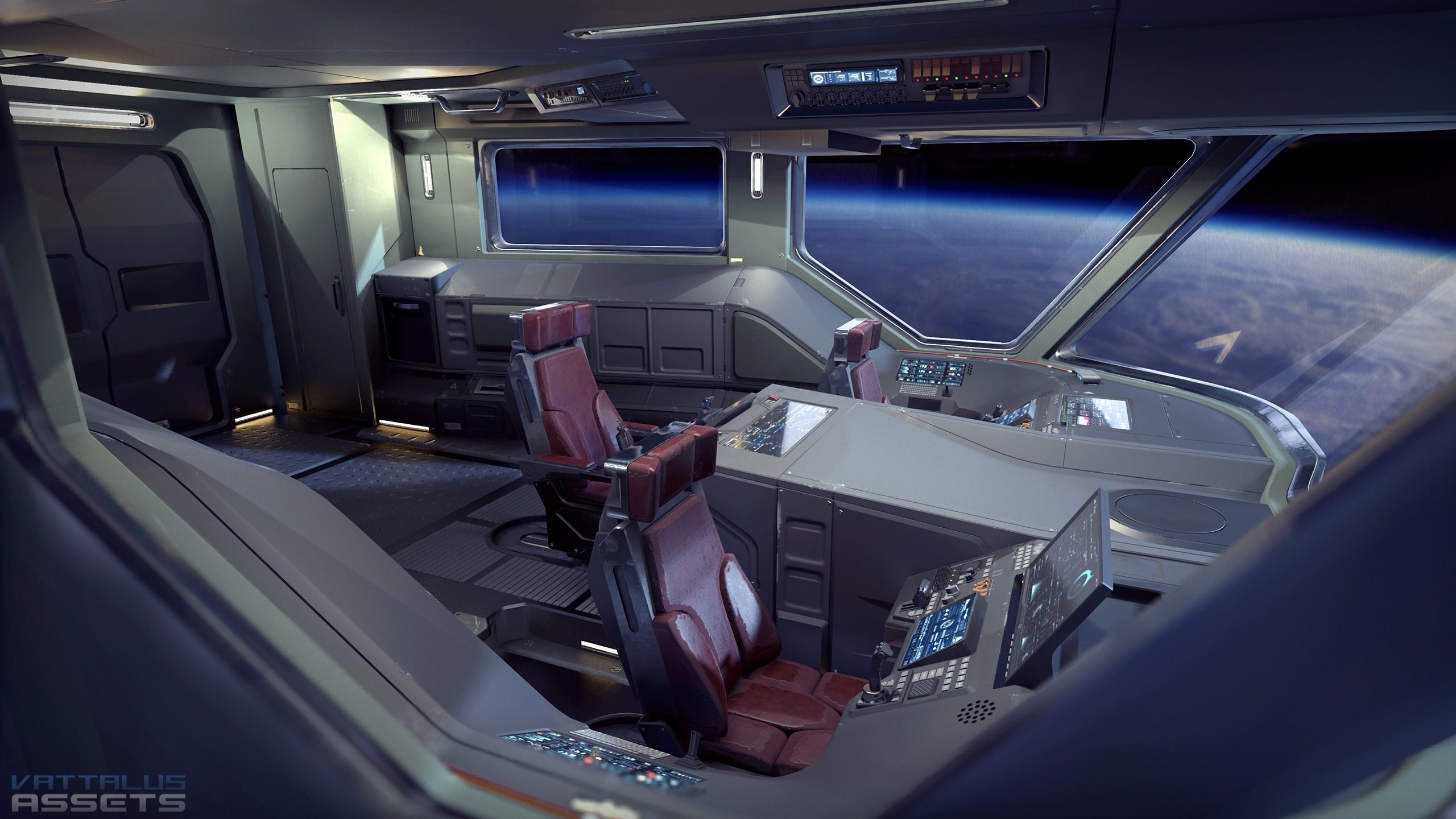 Sci Fi Fighter Cockpit Bridge 6 Low-poly 3D model_6